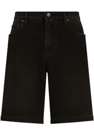 Dolce & Gabbana Bermuda denim con placca logo - Nero