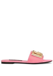 Dolce & Gabbana Sandali slides con placca logo - Rosa