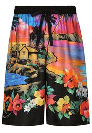Dolce & Gabbana Shorts oversize con stampa grafica - Nero