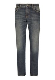 Dolce & Gabbana Jeans dritti con placca logo - Blu