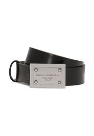 Dolce & Gabbana Kids engraved-logo leather belt - Nero