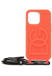 Balmain Custodia per smartphone con tracolla - Nero 3D-logo Iphone Pro Max case - Arancione