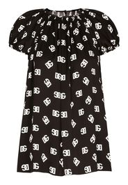 Dolce & Gabbana DG logo-print silk blouse - Nero