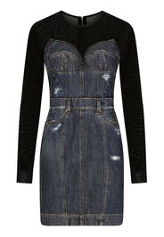 Dolce & Gabbana Abito corto denim a maniche lunghe - Blu