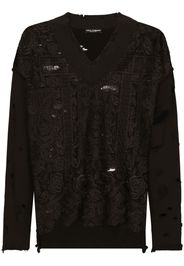 Dolce & Gabbana embroidered V-neck sweatshirt - Nero