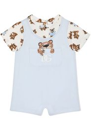 Dolce & Gabbana Kids Set T-shirt e salopette con stampa leopardi - Blu