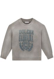 Dolce & Gabbana Kids Felpa girocollo con effetto vissuto - Grigio