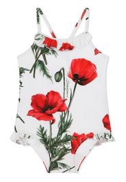 Dolce & Gabbana Kids floral-print swimsuit - Bianco