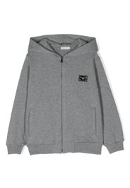 Dolce & Gabbana Kids logo-plaque zip-up cotton hoodie - Grigio