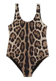 Dolce & Gabbana Kids Costume intero leopardato - Marrone