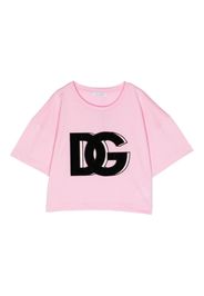 Dolce & Gabbana Kids logo-embroidered short-sleeve T-shirt - Rosa