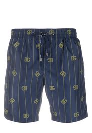 Dolce & Gabbana monogram-print drawstring swim shorts - Blu