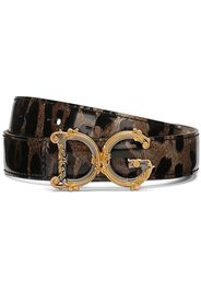 Dolce & Gabbana DG-buckle leopard-print belt - Marrone