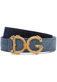 Dolce & Gabbana Cintura denim con placca logo - Blu