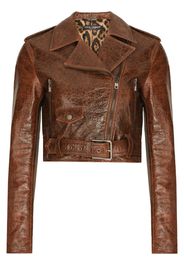 Dolce & Gabbana Giacca biker crop - Marrone