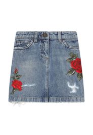 Dolce & Gabbana Kids Gonna denim con ricamo - Blu