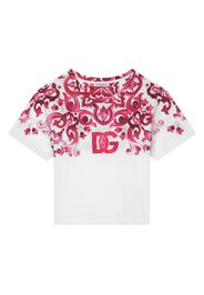 Dolce & Gabbana Kids Majolica-print logo T-shirt - Bianco