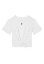 Dolce & Gabbana Kids logo-plaque knotted T-shirt - Bianco