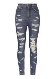 Dolce & Gabbana Pantaloni denim a vita alta effetto vissuto - Blu