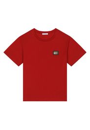 Dolce & Gabbana Kids T-shirt con placca logo - Rosso