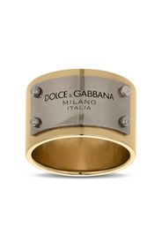 Dolce & Gabbana Anello a fascia con logo inciso - Oro