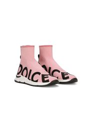 Dolce & Gabbana Kids Sneakers a calzino con logo jacquard - Rosa