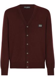 Dolce & Gabbana logo-plaque V-neck cardigan - Rosso