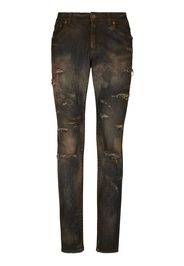 Dolce & Gabbana Jeans slim con effetto candeggiato - Nero