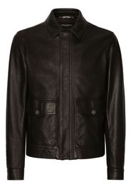 Dolce & Gabbana collared leather coat - Nero