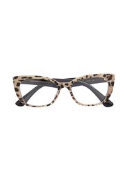 Dolce & Gabbana Kids cheetah-print cat-eye frame glasses - Nero