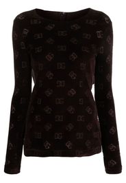 Dolce & Gabbana logo-debossed round-neck top - Marrone