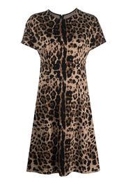Dolce & Gabbana leopard-jacquard short-sleeved dress - Marrone