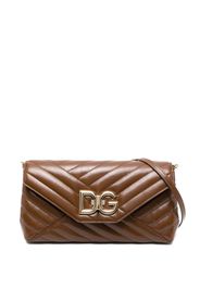 Dolce & Gabbana logo-plaque quilted leather crossbody bag - Marrone