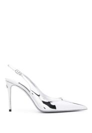 Dolce & Gabbana 90mm metallic-finish leather pumps - Argento