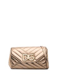 Dolce & Gabbana logo-plaque quilted leather shoulder bag - Oro