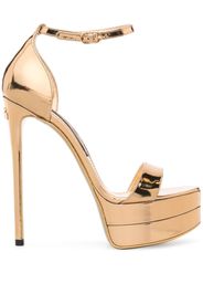 Dolce & Gabbana 145mm metallic-finish leather sandals - Oro