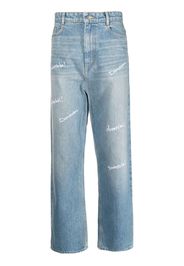 DOMREBEL Jeans dritti con ricamo - Blu