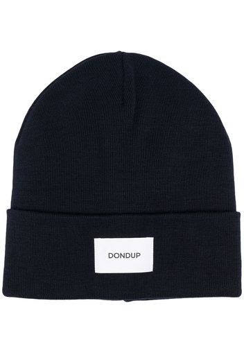 fine-knit logo patch beanie