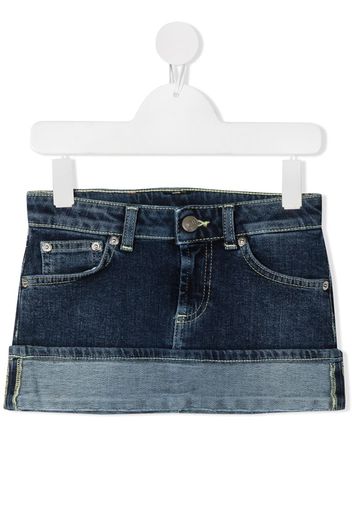 turn-up hem denim mini skirt