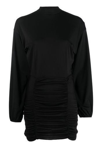 DONDUP ruched funnel neck mini dress - Nero