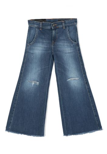 DONDUP KIDS distressed-finish wide-leg jeans - Blu