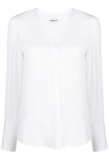 DONDUP logo-plaque V-neck blouse - Bianco