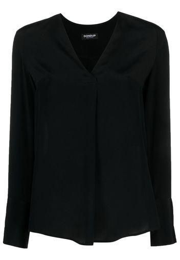 DONDUP V-neck logo-plaque blouse - Nero