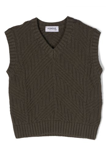 DONDUP KIDS logo-plaque knitted vest - Verde