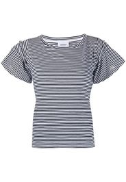 striped ruffled T-shirt