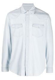 DONDUP plain stretch-cotton denim shirt - Blu