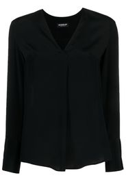 DONDUP V-neck logo-plaque blouse - Nero