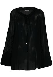 DONDUP tie-neck semi-sheer blouse - Nero