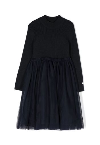 Donsje logo-patch long-sleeved dress - Blu