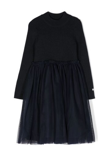 Donsje logo-patch long-sleeved dress - Blu